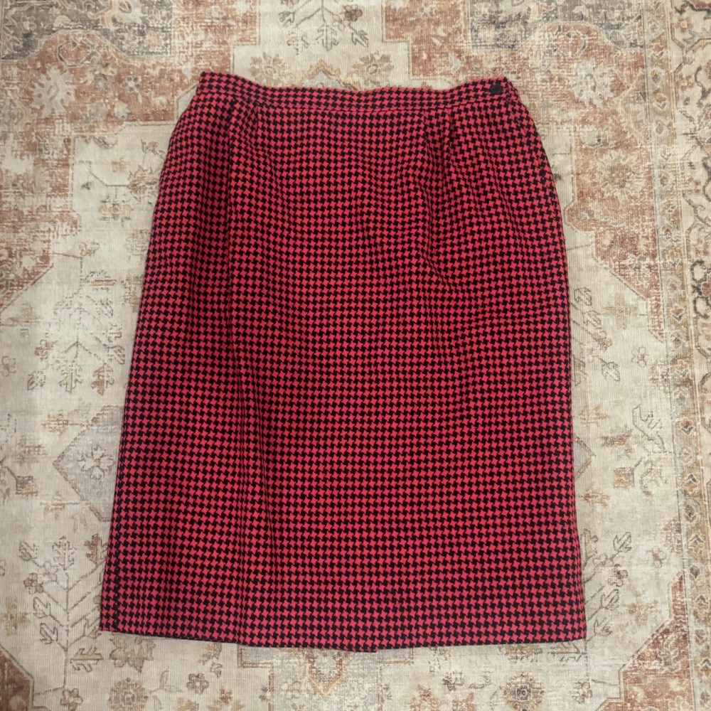 Pendleton Pink Houndstooth Wool Skirt